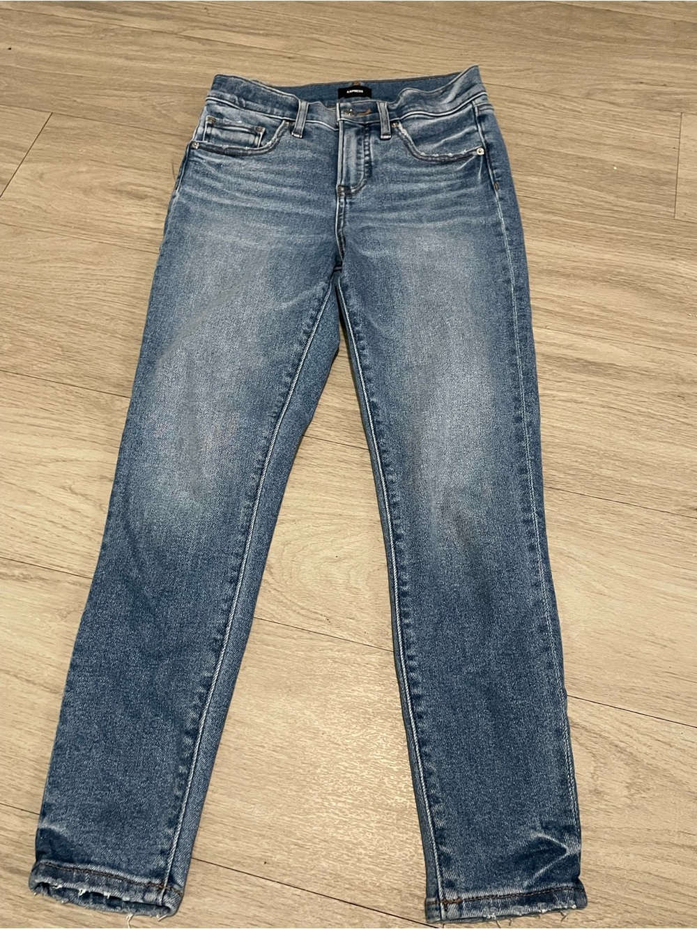 Express Women's Faded Blue Skinny Jeans